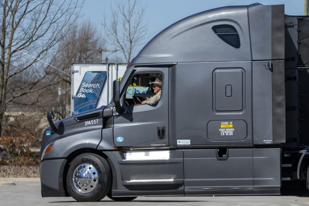Owner operator drives his truck and trailer.